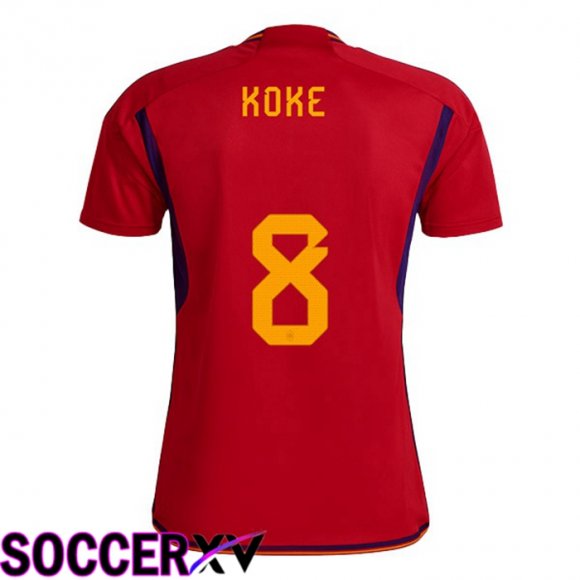 Spain (KOKE 8) Home Jersey Red World Cup 2022