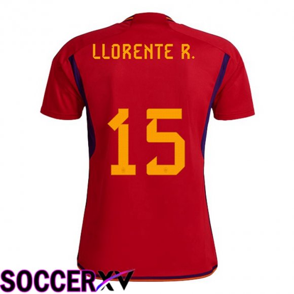 Spain (LLORENTE R. 15) Home Jersey Red World Cup 2022