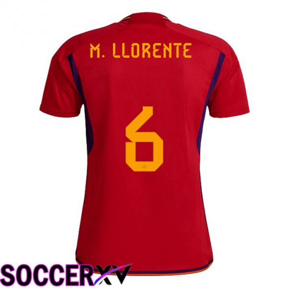 Spain (M.LLORENTE 6) Home Jersey Red World Cup 2022