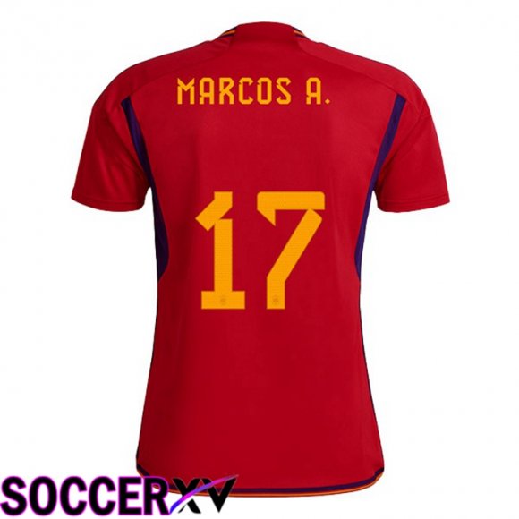 Spain (MARCOS A. 17) Home Jersey Red World Cup 2022