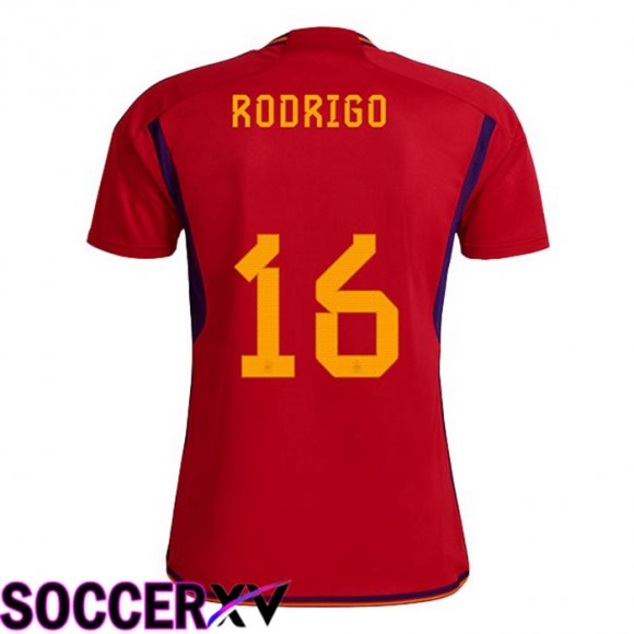 Spain (RODRIGO 16) Home Jersey Red World Cup 2022