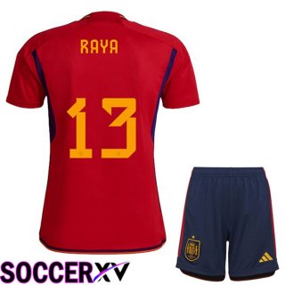 Spain (RAYA 13) Kids Home Jersey Red World Cup 2022