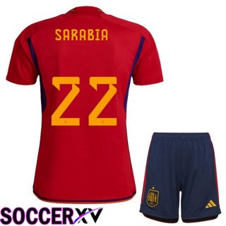 Spain (SARABIA 22) Kids Home Jersey Red World Cup 2022