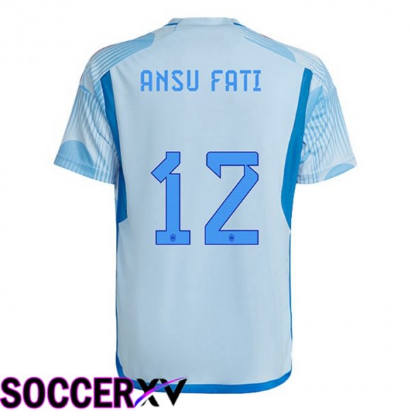 Spain (ANSU FATI 12) Away Jersey Blue White World Cup 2022