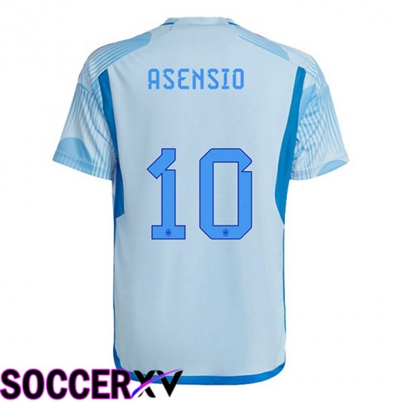 Spain (ASENSIO 10) Away Jersey Blue White World Cup 2022