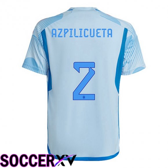 Spain (AZPILICUETA 2) Away Jersey Blue White World Cup 2022