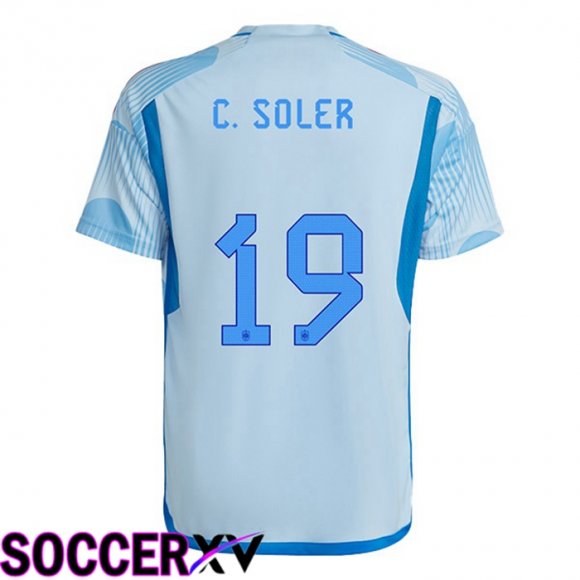 Spain (C. SOLER 19) Away Jersey Blue White World Cup 2022