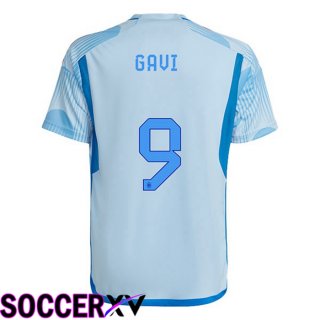 Spain (GAVI 9) Away Jersey Blue White World Cup 2022