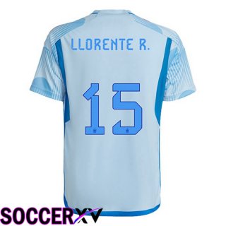 Spain (LLORENTE R. 15) Away Jersey Blue White World Cup 2022