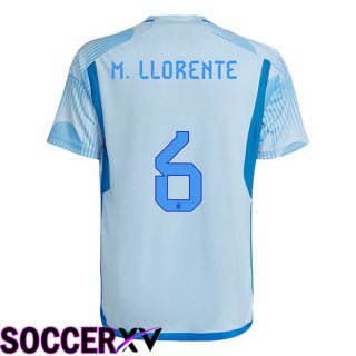 Spain (M.LLORENTE 6) Away Jersey Blue White World Cup 2022