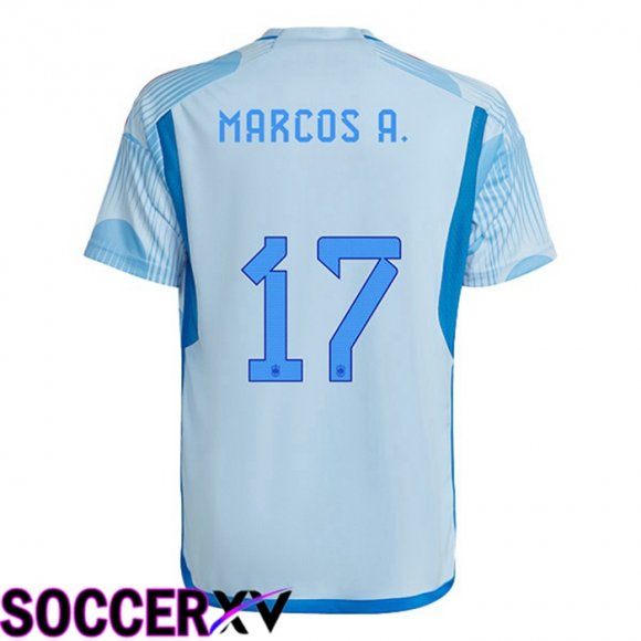 Spain (MARCOS A. 17) Away Jersey Blue White World Cup 2022