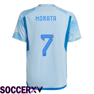 Spain (MORATA 7) Away Jersey Blue White World Cup 2022