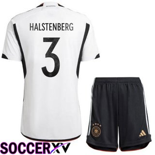 Germany (HALSTENBERG 3) Kids Home Jersey Black White World Cup 2022