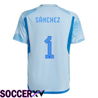 Spain (SÁNCHEZ 1) Away Jersey Blue White World Cup 2022