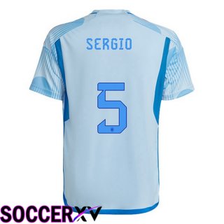 Spain (SERGIO 5) Away Jersey Blue White World Cup 2022