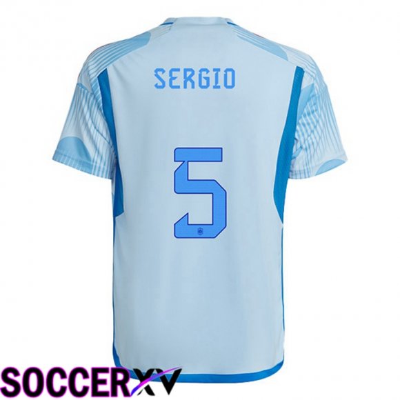 Spain (SERGIO 5) Away Jersey Blue White World Cup 2022