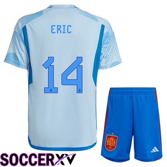 Spain (ERIC 14) Kids Away Jersey Blue White World Cup 2022