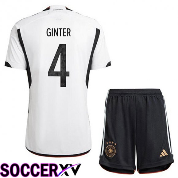 Germany (GINTER 4) Kids Home Jersey Black White World Cup 2022