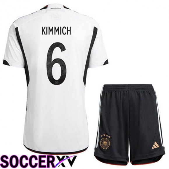 Germany (KIMMICH 6) Kids Home Jersey Black White World Cup 2022