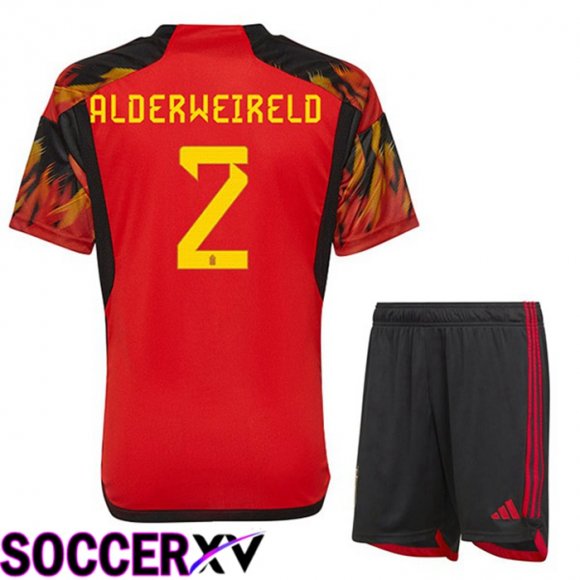 Belgium (ALDERWEIRELD 2) Kids Home Jersey Red World Cup 2022