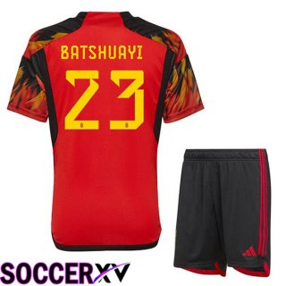 Belgium (BATSHUAYI 23) Kids Home Jersey Red World Cup 2022