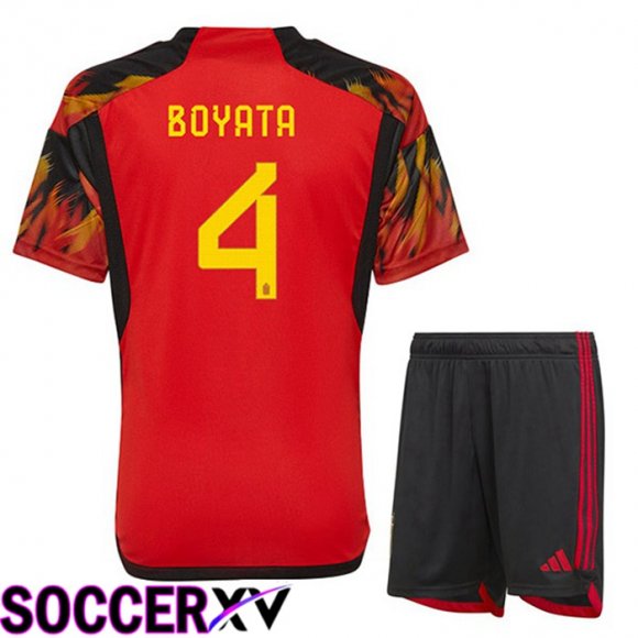 Belgium (BOYATA 4) Kids Home Jersey Red World Cup 2022