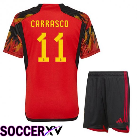 Belgium (CARRASCO 11) Kids Home Jersey Red World Cup 2022