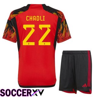 Belgium (CHADLI 22) Kids Home Jersey Red World Cup 2022