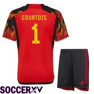 Belgium (COURTOIS 1) Kids Home Jersey Red World Cup 2022