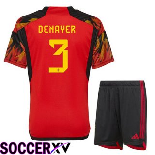 Belgium (DENAYER 3) Kids Home Jersey Red World Cup 2022