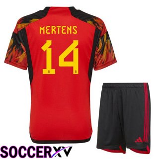 Belgium (MERTENS 14) Kids Home Jersey Red World Cup 2022