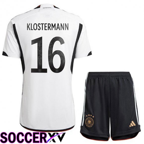 Germany (KLOSTERMANN 16) Kids Home Jersey Black White World Cup 2022