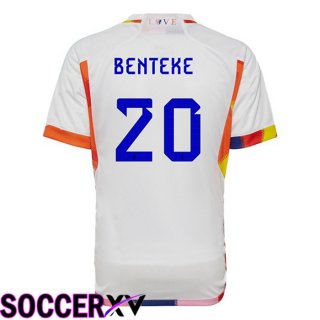 Belgium (BENTEKE 20) Away Jersey White World Cup 2022