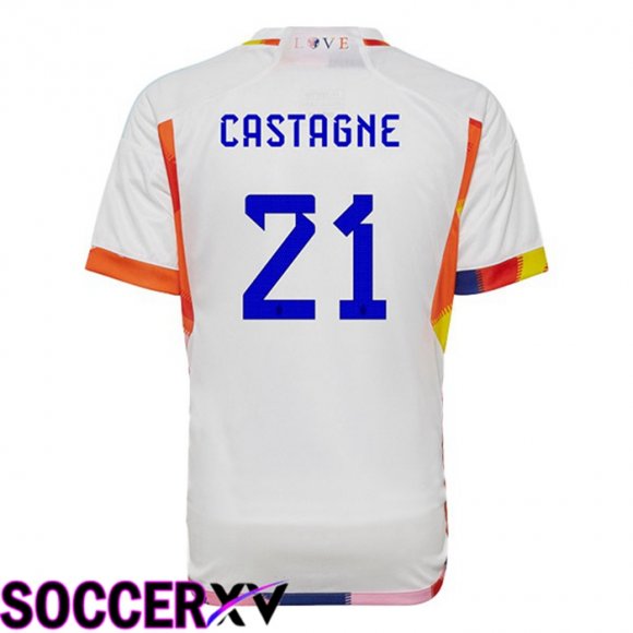 Belgium (CASTAGNE 21) Away Jersey White World Cup 2022