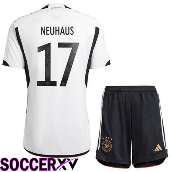 Germany (NEUHAUS 17) Kids Home Jersey Black White World Cup 2022