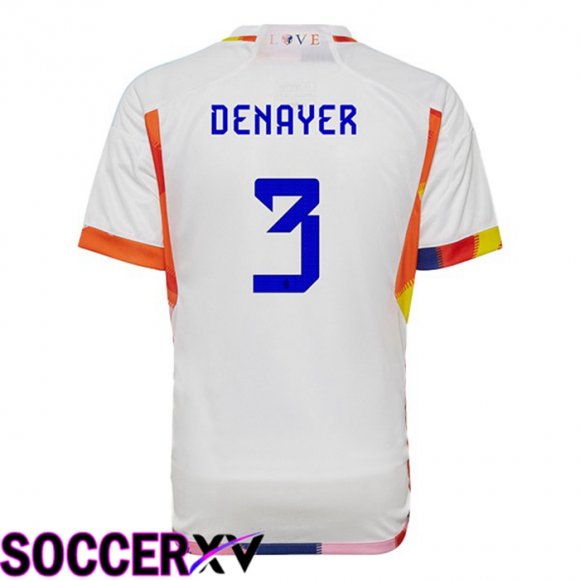 Belgium (DENAYER 3) Away Jersey White World Cup 2022