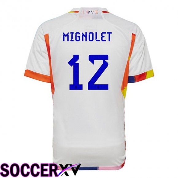 Belgium (MIGNOLET 12) Away Jersey White World Cup 2022