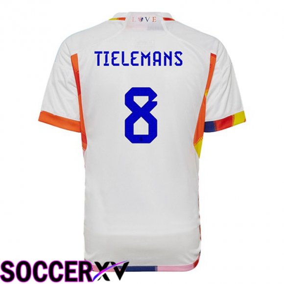 Belgium (TIELEMANS 8) Away Jersey White World Cup 2022