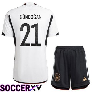 Germany (GÜNDOGAN 21) Kids Home Jersey Black White World Cup 2022