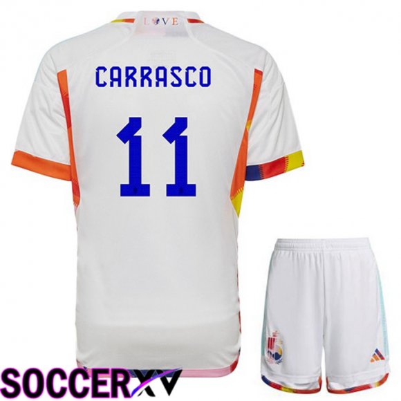 Belgium (CARRASCO 11) Kids Away Jersey White World Cup 2022