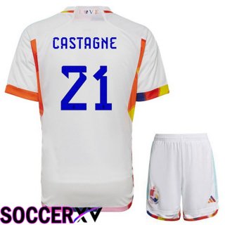 Belgium (CASTAGNE 21) Kids Away Jersey White World Cup 2022