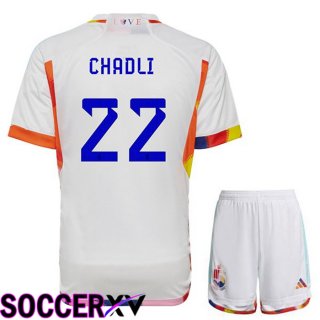 Belgium (CHADLI 22) Kids Away Jersey White World Cup 2022