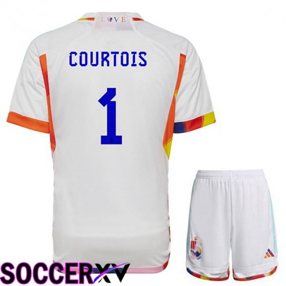 Belgium (COURTOIS 1) Kids Away Jersey White World Cup 2022