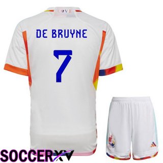 Belgium (DE BRUYNE 7) Kids Away Jersey White World Cup 2022