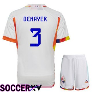 Belgium (DENAYER 3) Kids Away Jersey White World Cup 2022