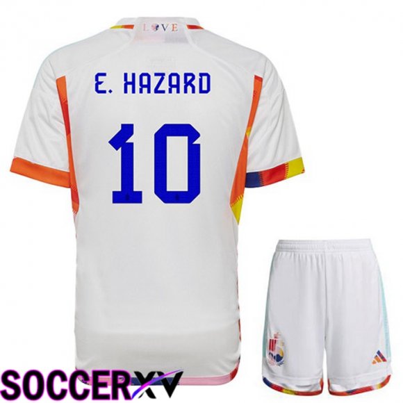 Belgium (E.HAZARD 10) Kids Away Jersey White World Cup 2022