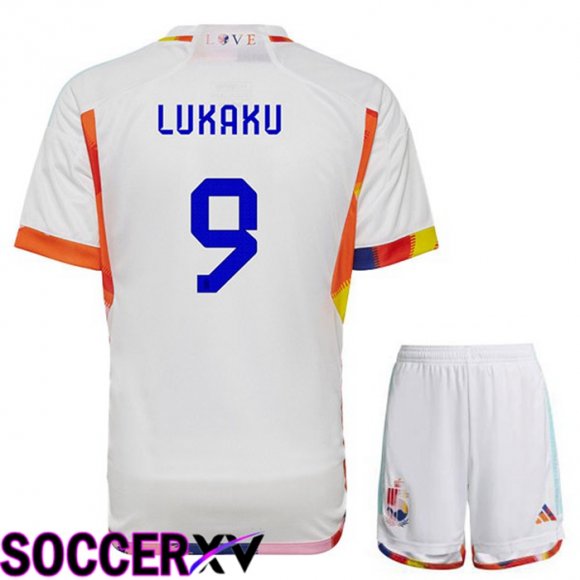 Belgium (LUKAKU 9) Kids Away Jersey White World Cup 2022