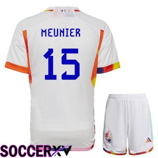 Belgium (MEUNIER 15) Kids Away Jersey White World Cup 2022