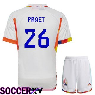 Belgium (PRAET 26) Kids Away Jersey White World Cup 2022