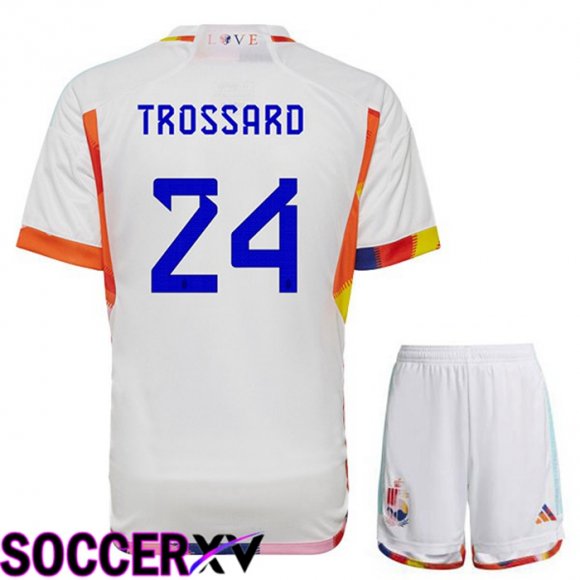 Belgium (TROSSARD 24) Kids Away Jersey White World Cup 2022